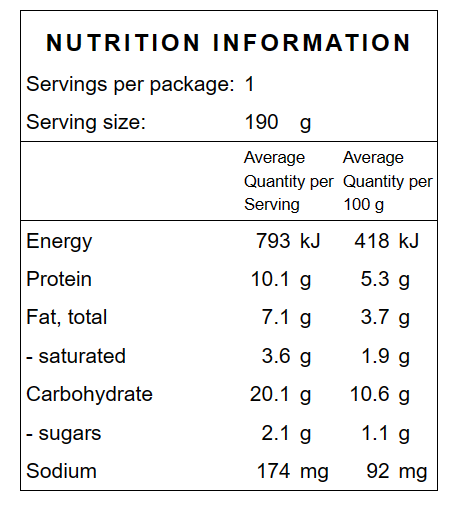 Nutritional information